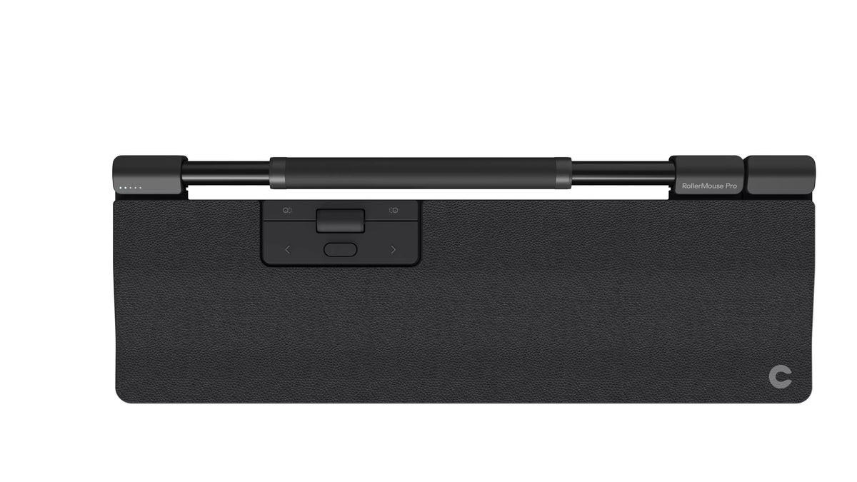 RollerMouse Pro Extended with vegan leather wrist rest, wired, seen from above