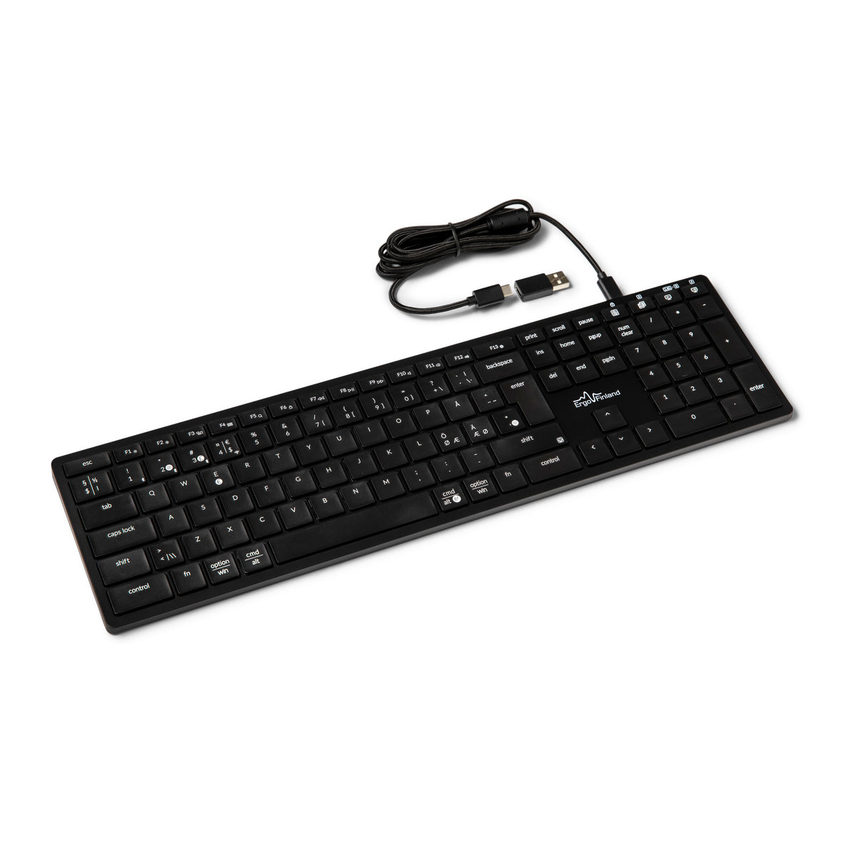 NordType X3 keyboard in black shown with its connecting cable