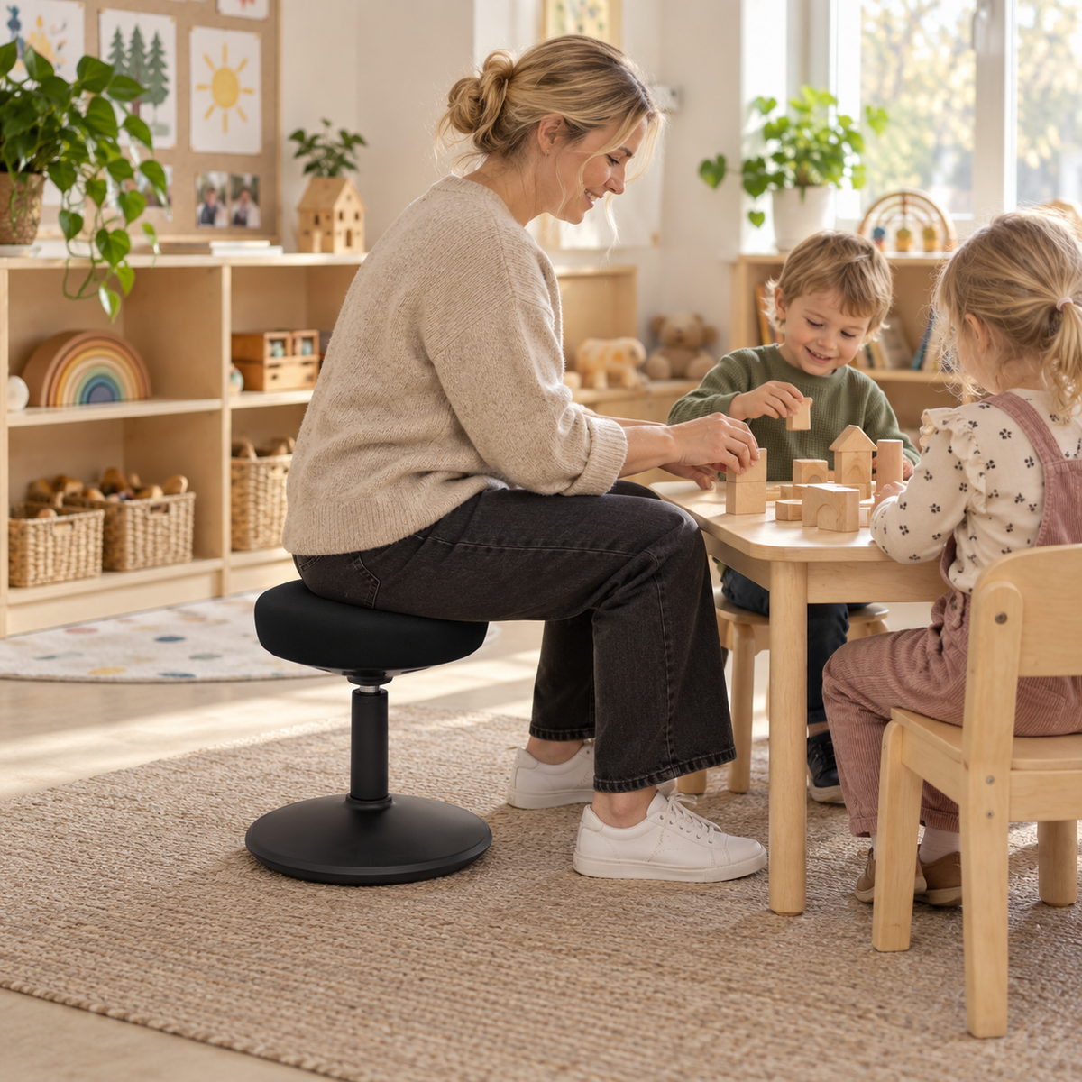 FitSit Mini aktiivituoli, musta kangas