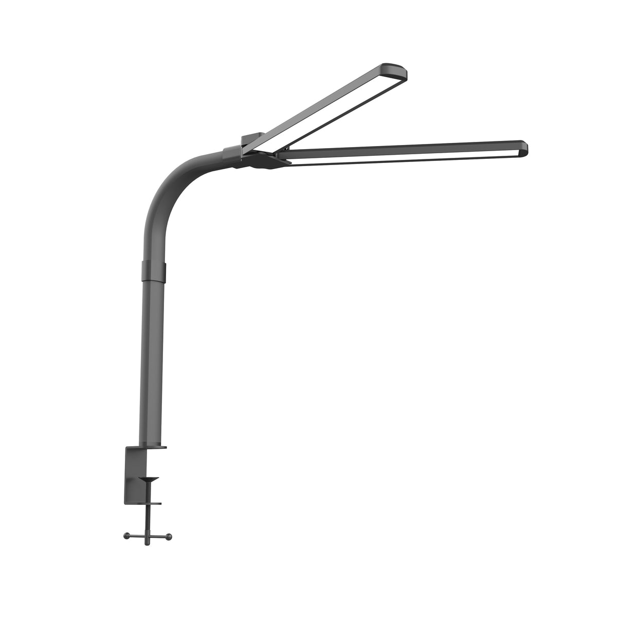 DUO LED desk lamp in black shown with the arm extended