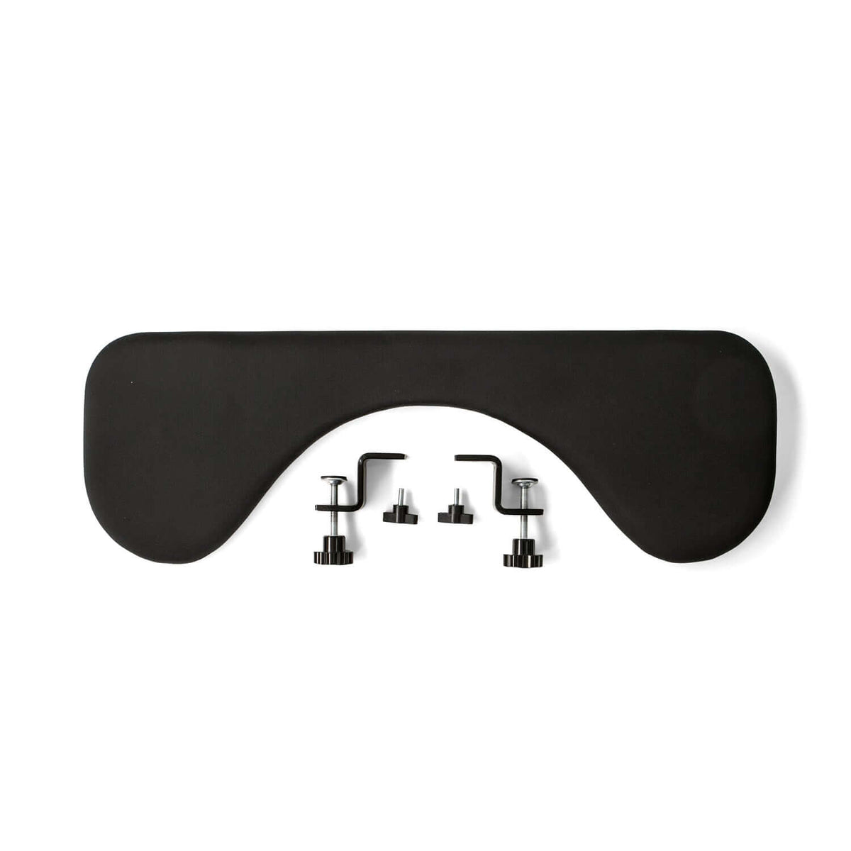 Arm support symmetric seen from above with the mounting hardware attached