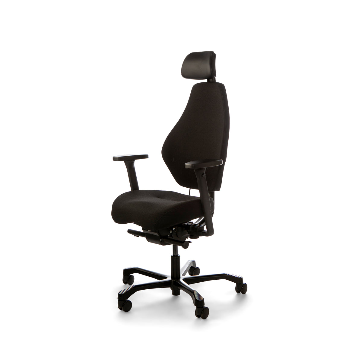 Josefin office chair in black fabric with headrest and five-star castor base