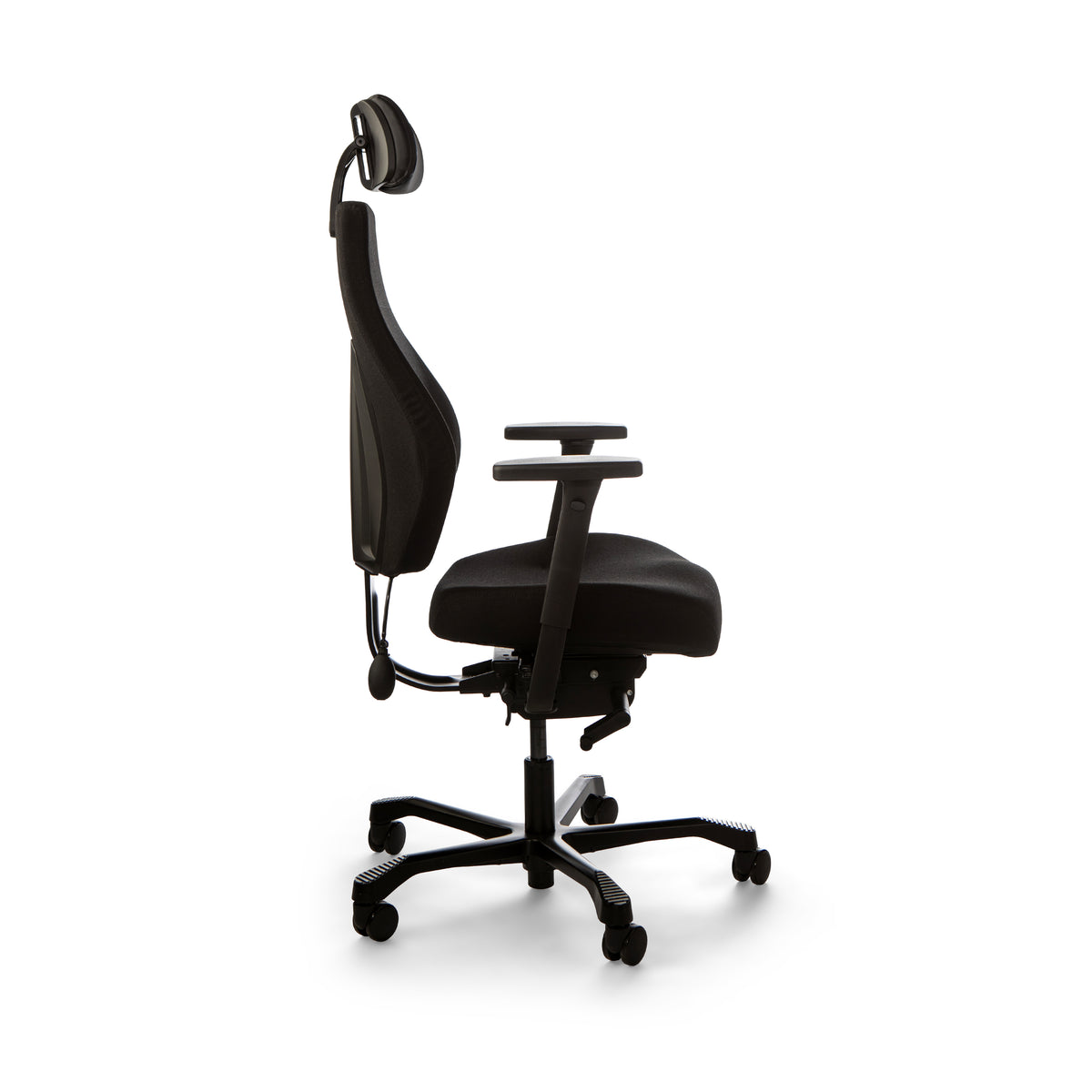 Josefin office chair viewed at an angle, showing the headrest and armrests