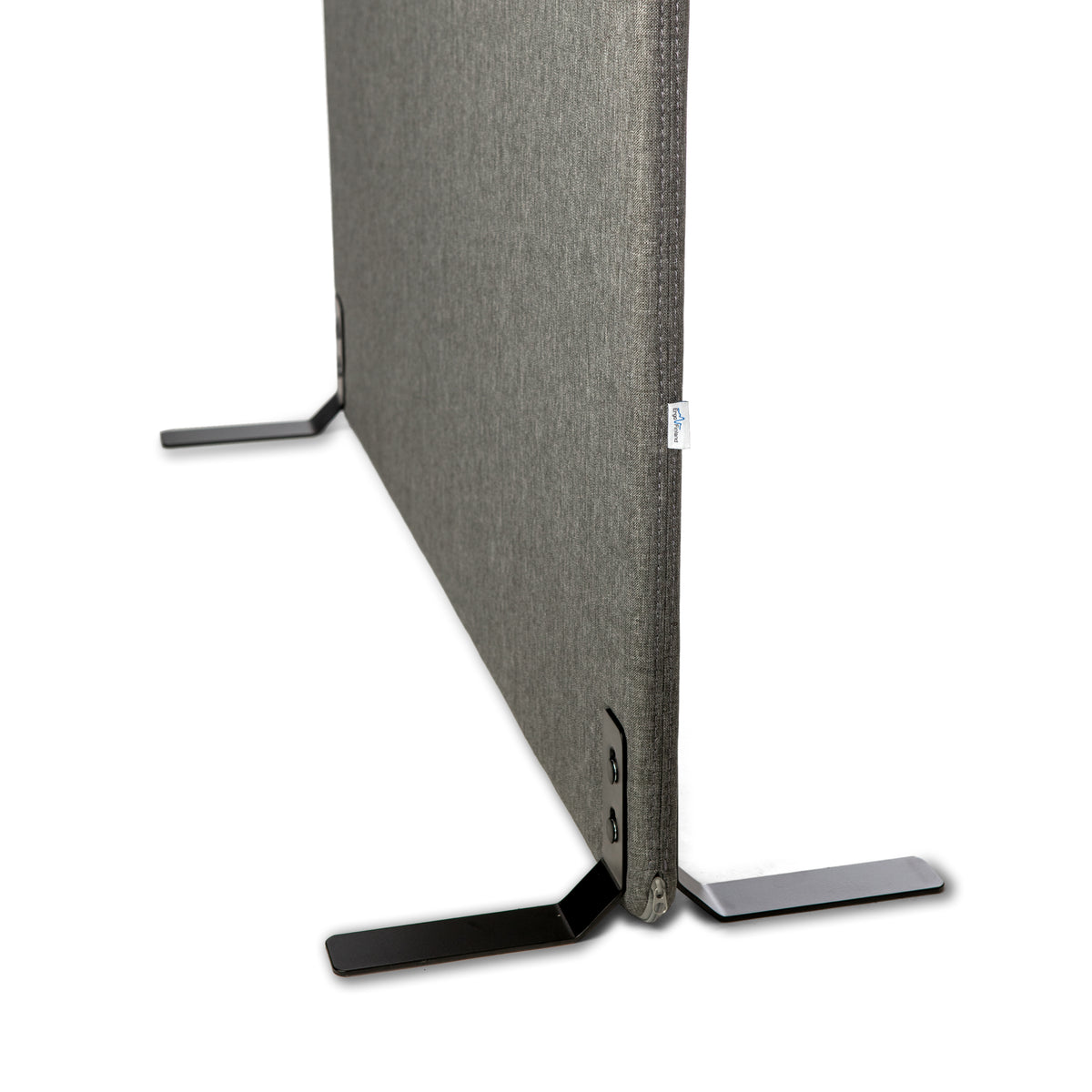 Close-up of the base and foot of the MUTE acoustic floor screen