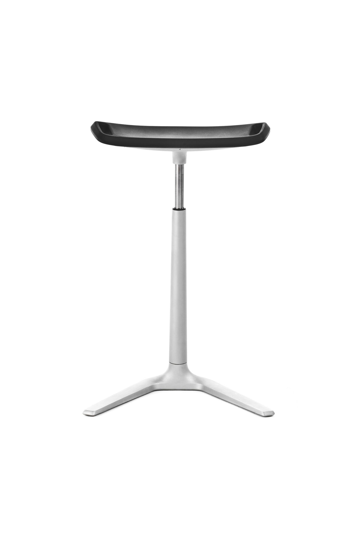 FIN leaning chair seen from above, showing the contoured black seat pad