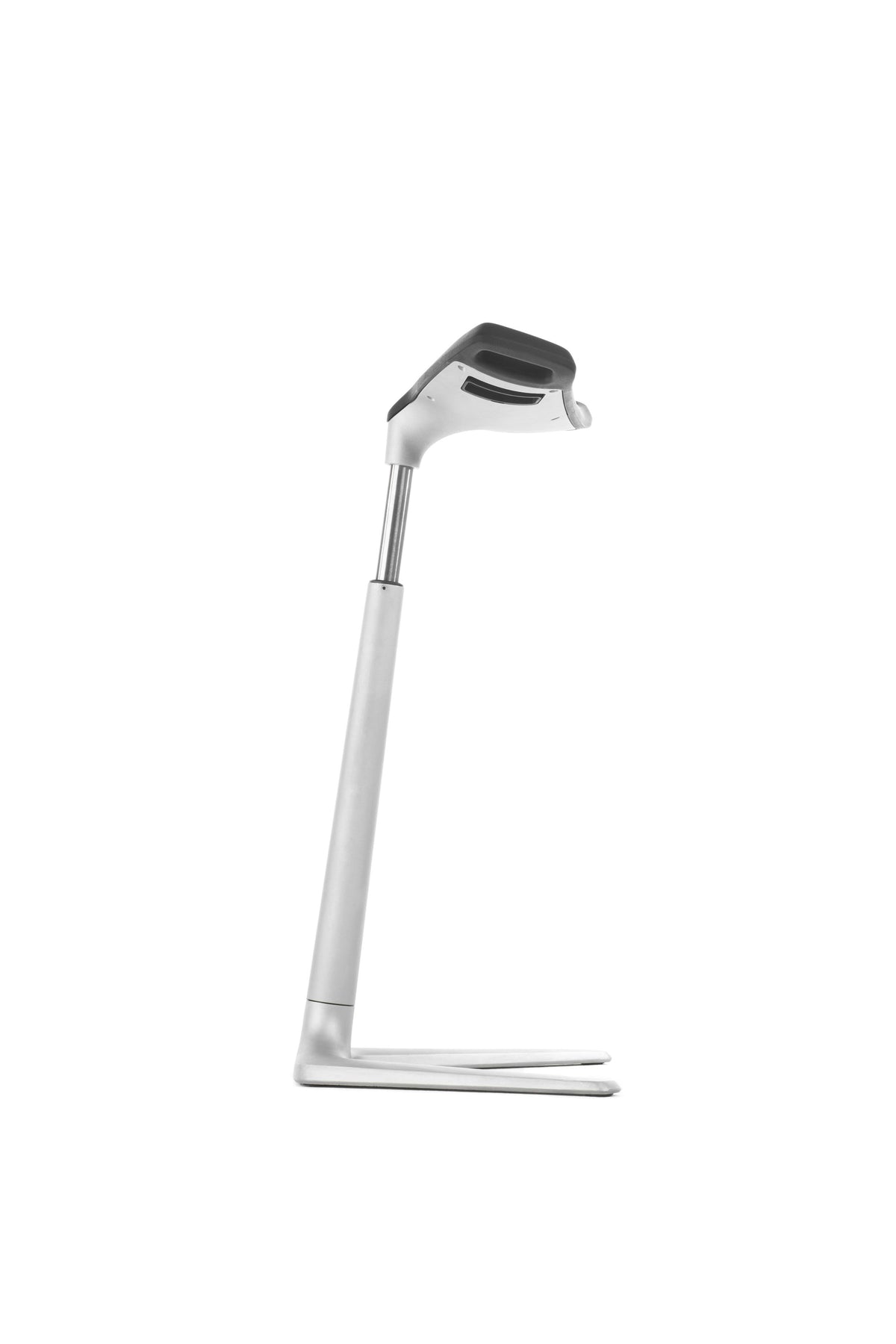FIN leaning chair viewed from the side, showing the angled stem and base