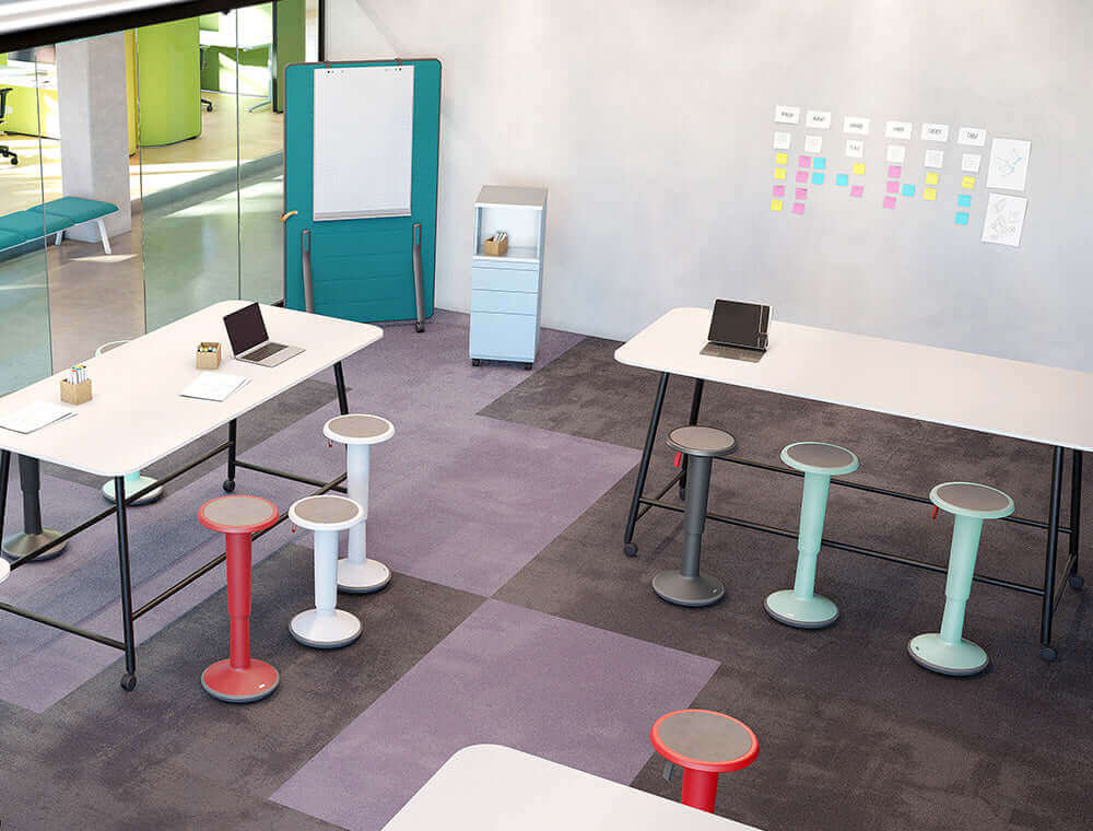 Office with meeting tables and UPis1 Junior stools in several colours
