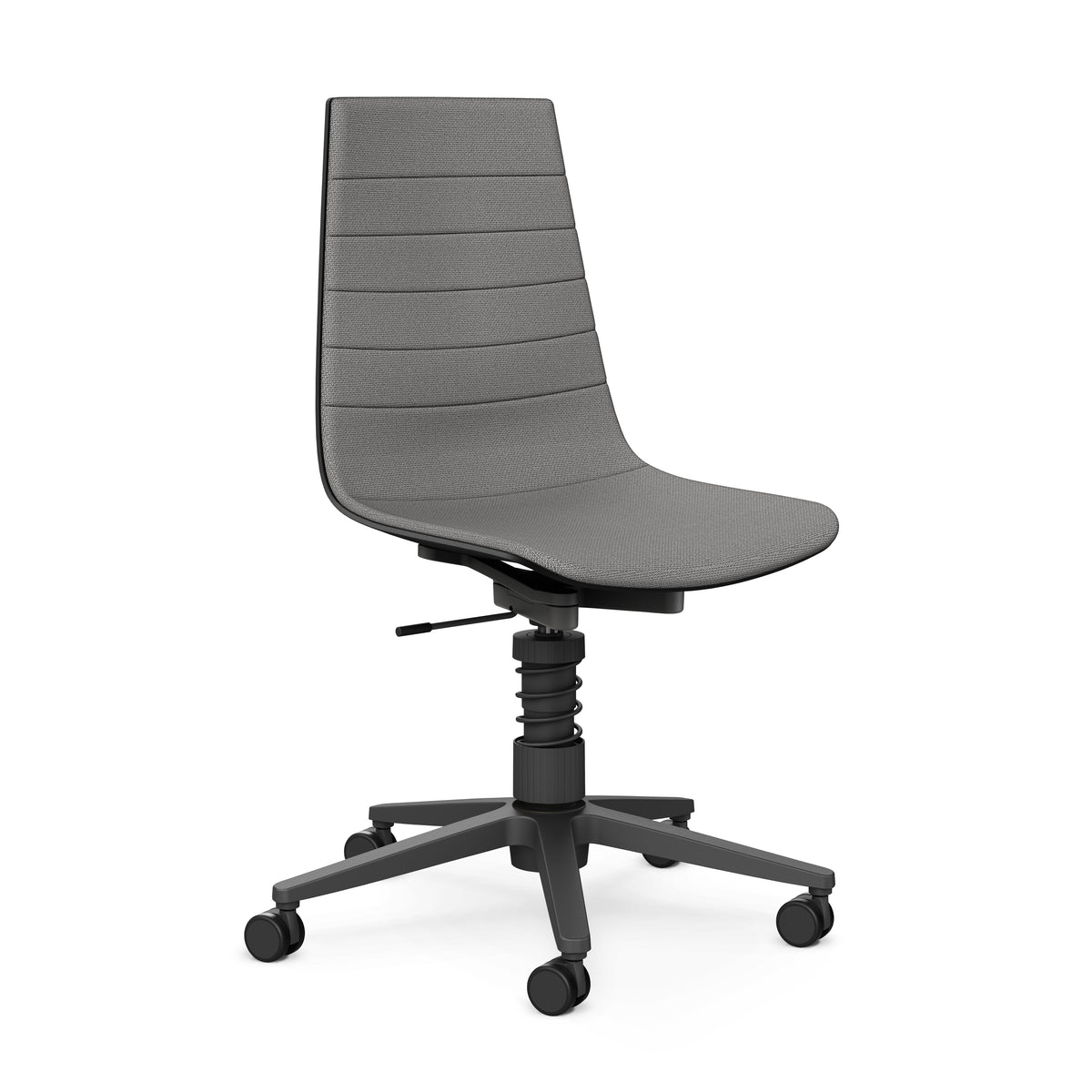 Linu Task chair with spring mechanism in light grey Cura fabric on a black five-star base