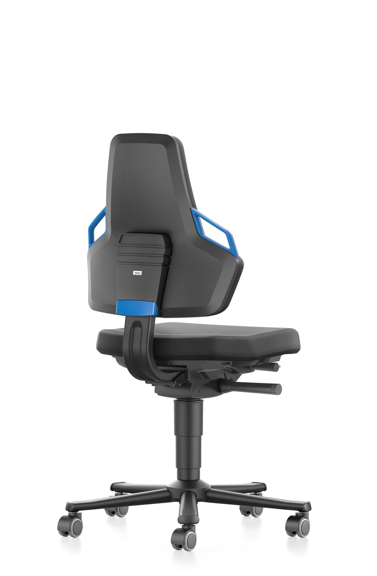 Nexxit work chair seen at an angle from the rear, with height-adjustable backrest