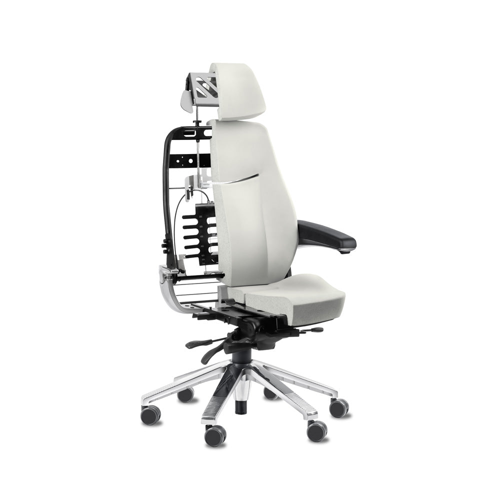 Svenstol S5 24/7 chair in white leather viewed from the rear