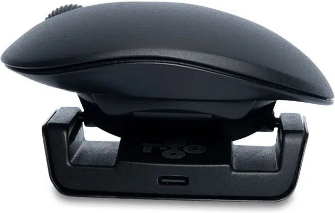 R-Go Twister ergonomic mouse seen from above, showing the curved shell