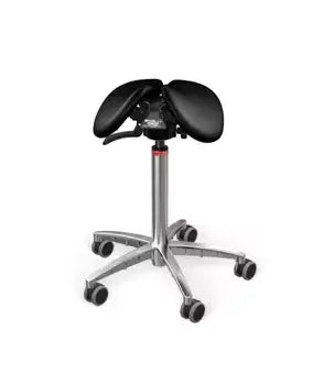 SwingFit saddle chair with ergonomic seat and adjustable design for improved posture and core strength during work.