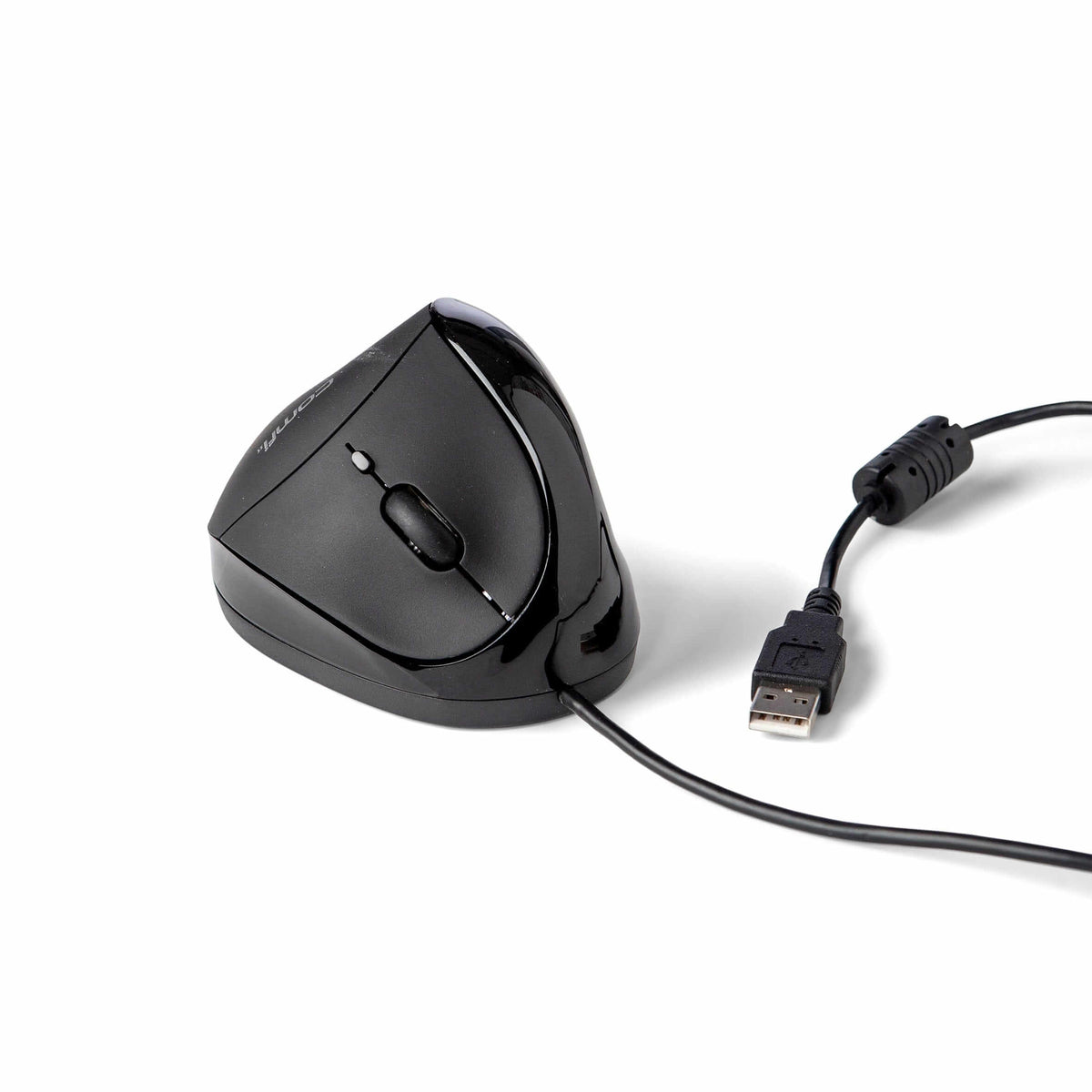 Comfi 2 wired vertical mouse shown with its USB cable