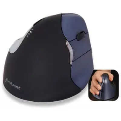Ergonomic OptimalWire V4 Wireless Vertical Mouse with hand support, enhancing comfort and productivity in modern computing.