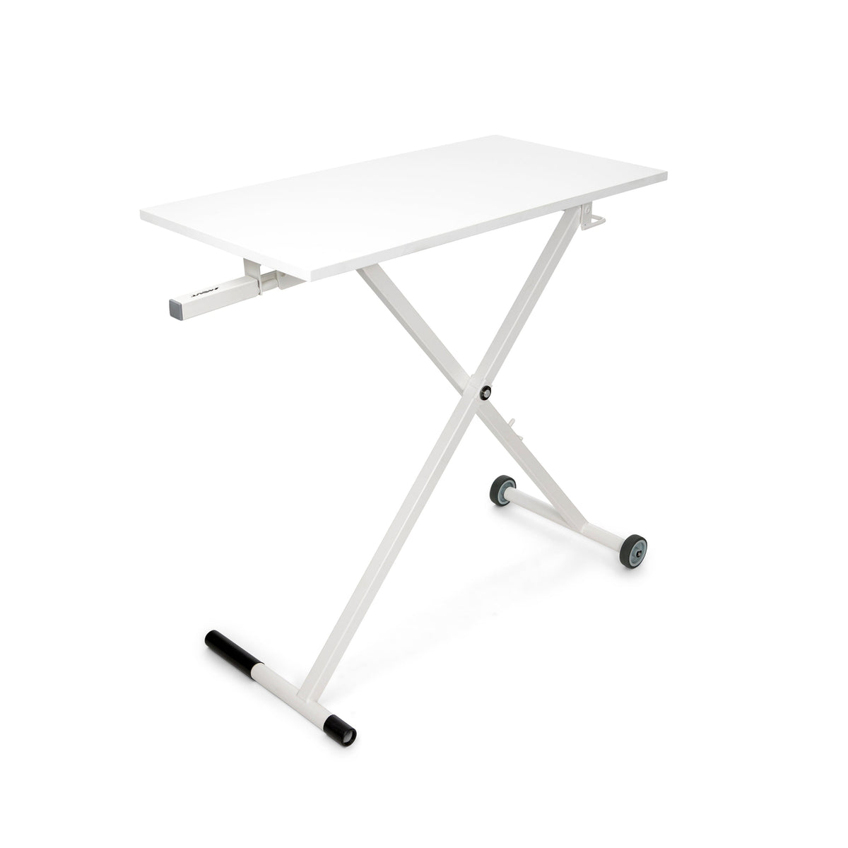 GetUpDesk Move adjustable desk in white on a folding frame