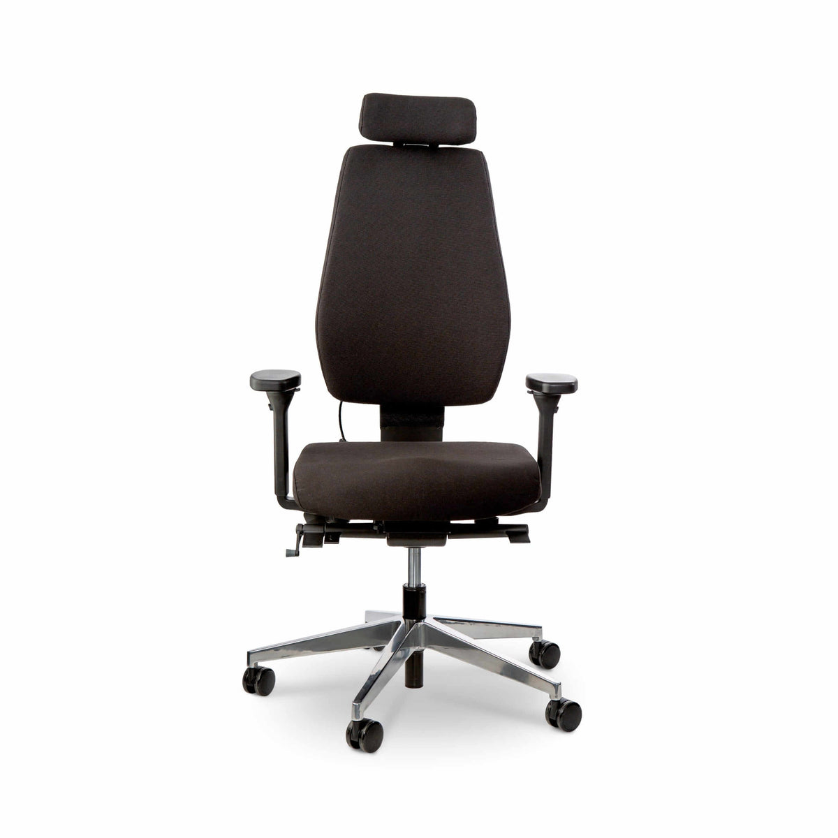 Black Joonatan office chair with ergonomic lumbar support and adjustable features, designed for comfort and individual customization.