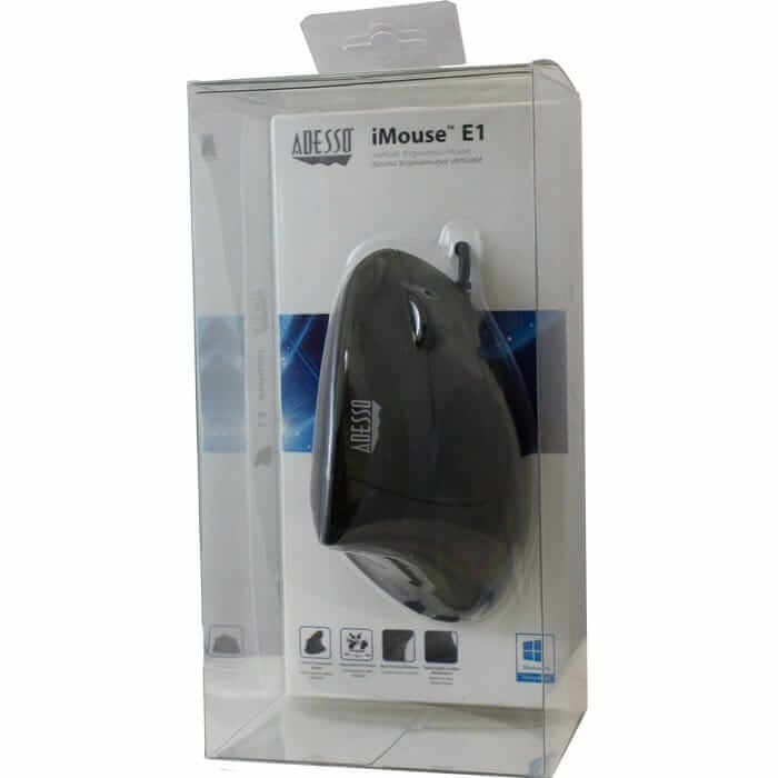 iMouse E1 vertical mouse shown in its retail packaging