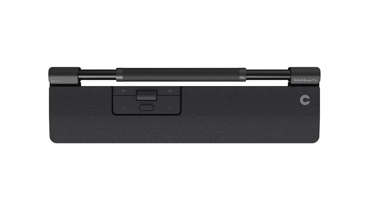 RollerMouse Pro Slim with vegan leather wrist rest, wired, seen from above