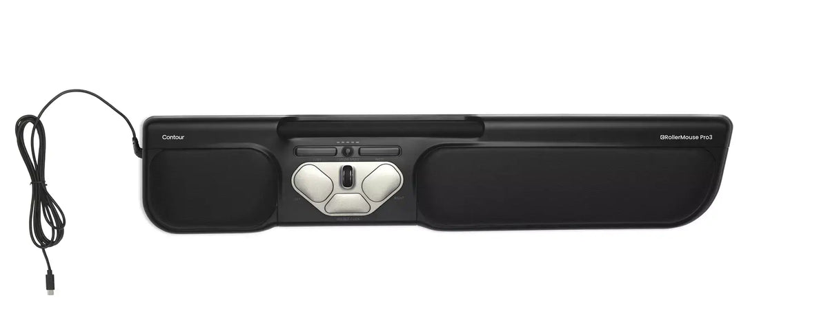 RollerMouse Pro3 wired ergonomic mouse with rollerbar and buttons for effortless cursor control.