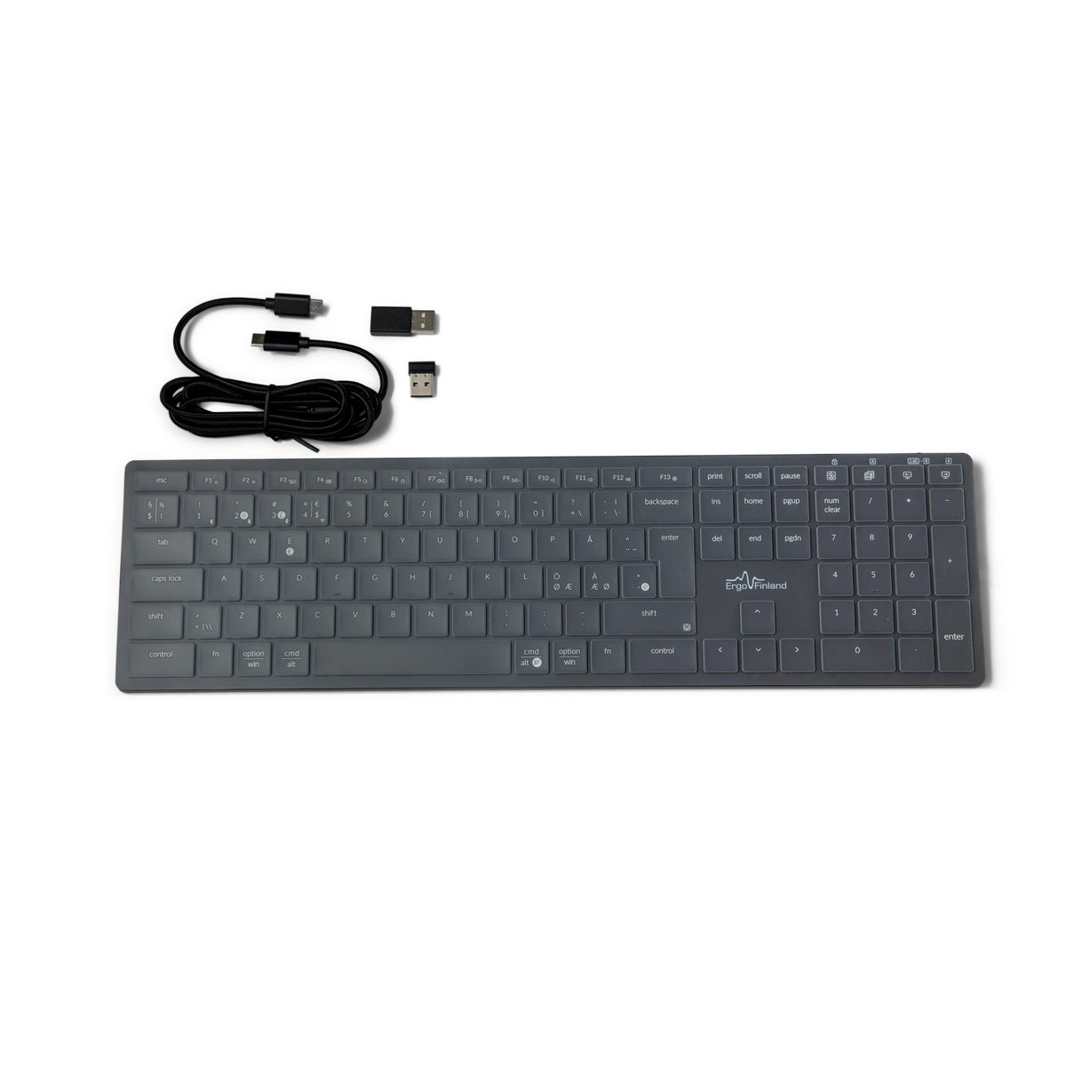 NordType X3 keyboard shown with its USB cable coiled beside it