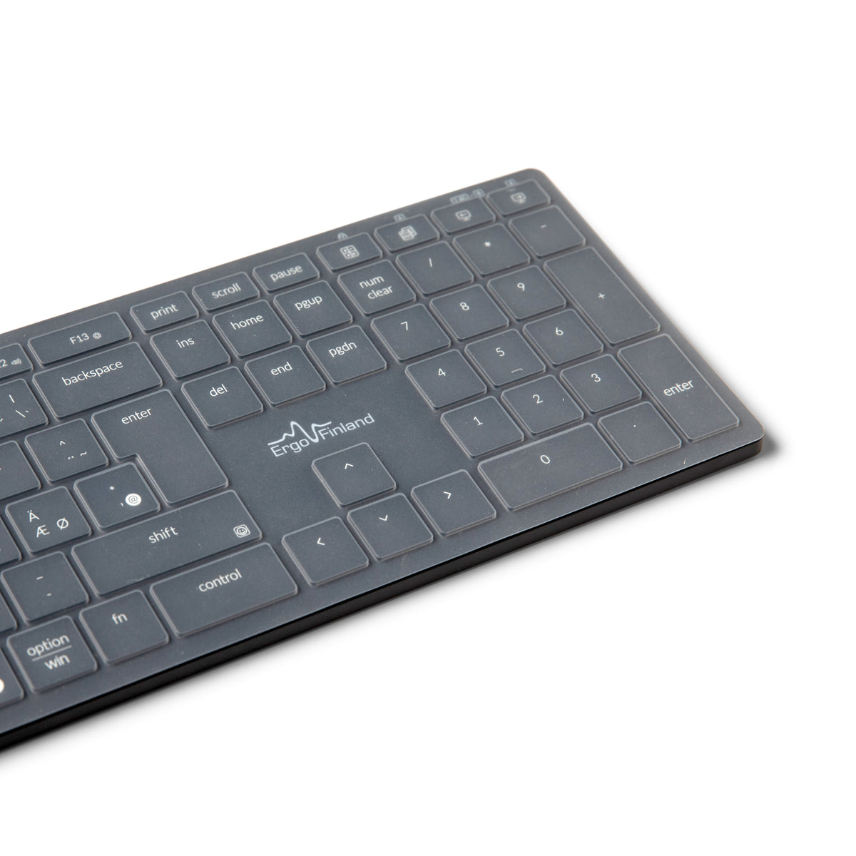 NordType X3 keyboard in grey viewed at an angle from the front