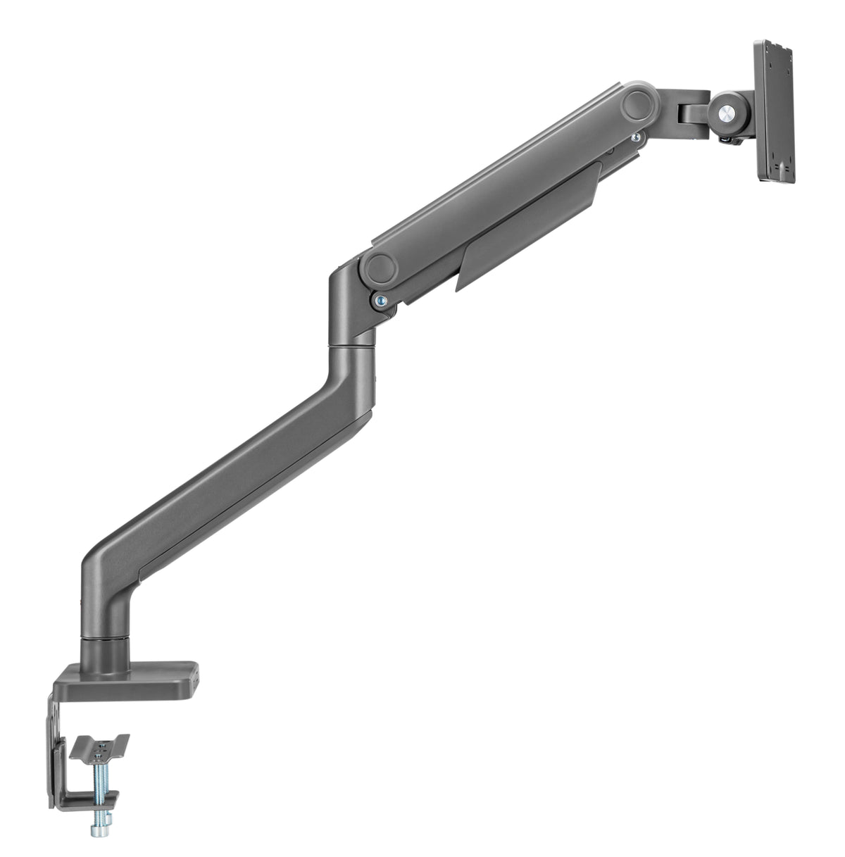 Dark grey heavy duty monitor arm fully extended