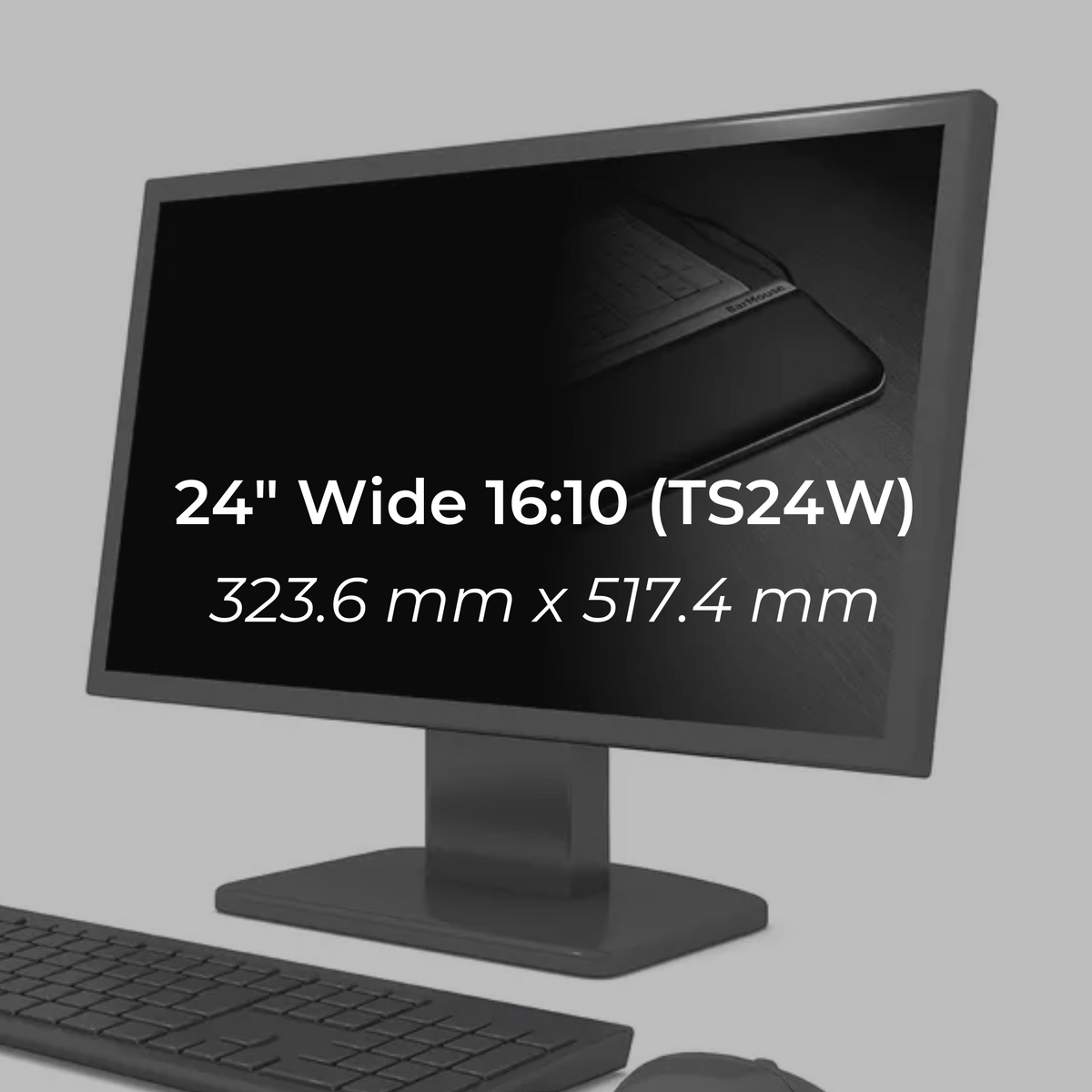 Product graphic for the 24 inch 16:10 privacy filter showing its dimensions