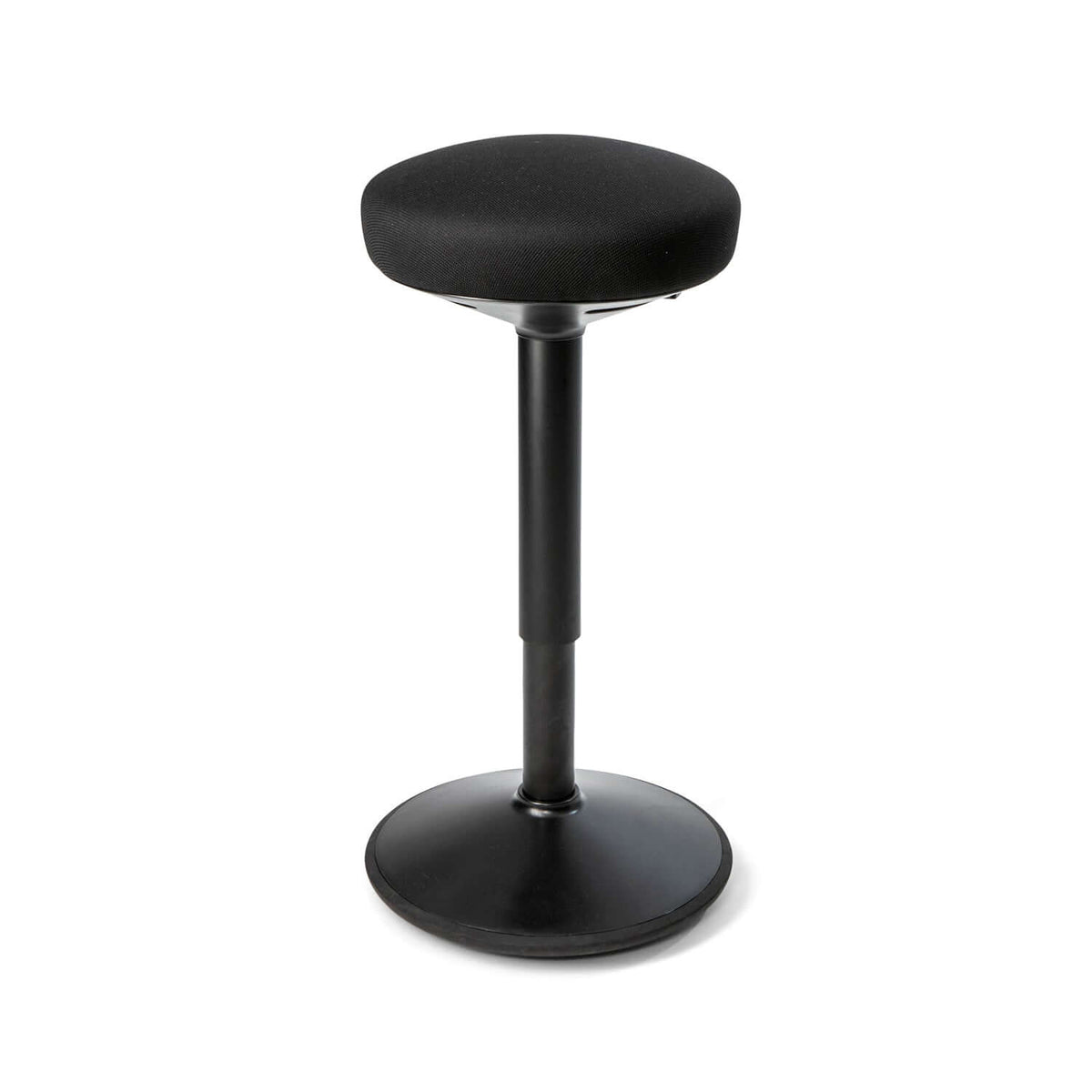 FitSit activity chair in black fabric, ergonomic design, adjustable height, promotes mobility and active work posture.
