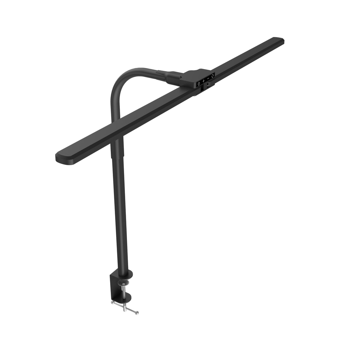 DUO LED desk lamp in black viewed at an angle from above