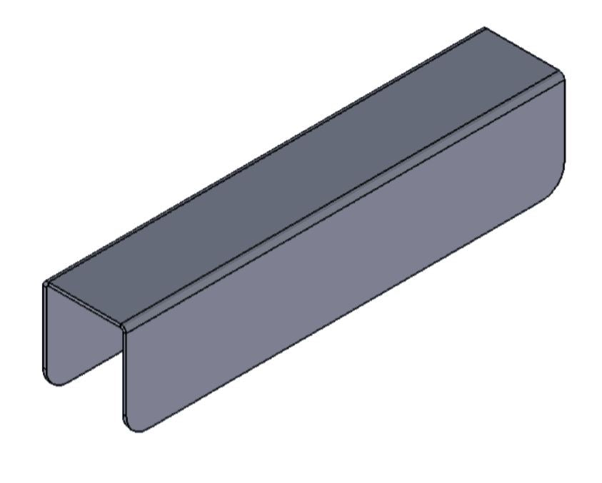 Three-dimensional drawing of a straight floor screen connector in silver grey