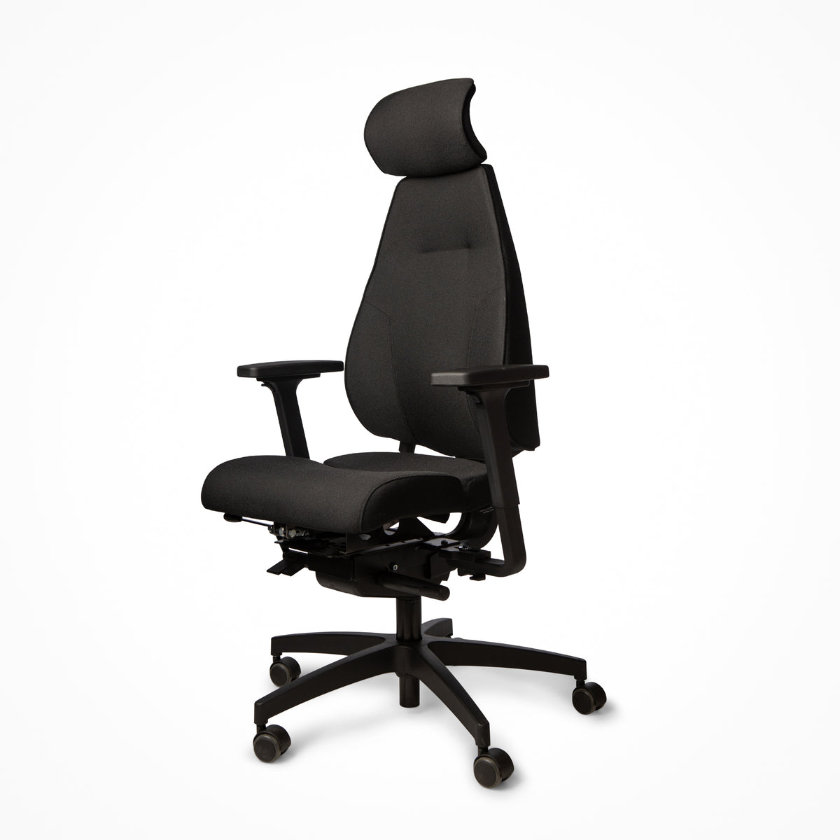 ErgoSitter office chair in black with headrest and adjustable armrests