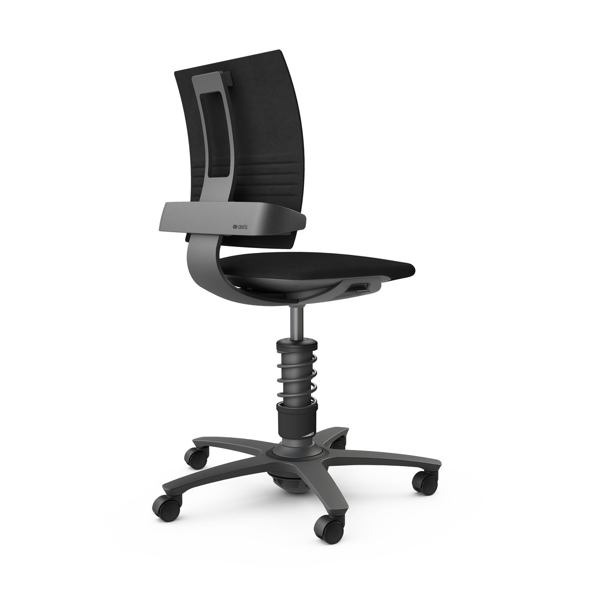 3Dee active chair in black microfibre with a five-star castor base