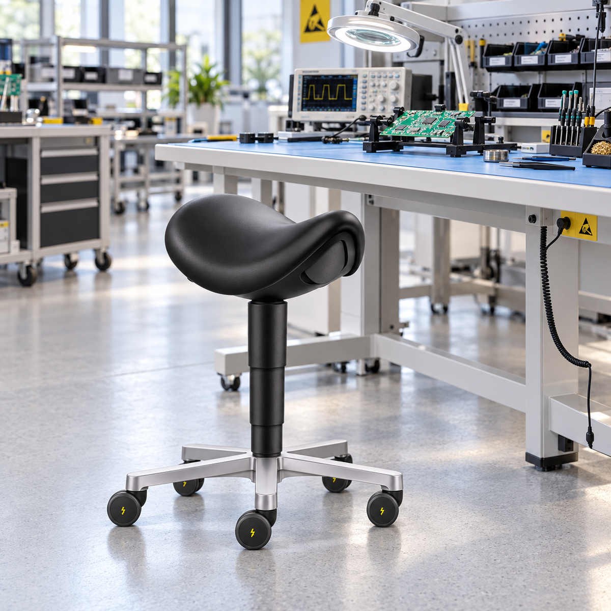 ESD Stool satulatuoli, musta keinonahka