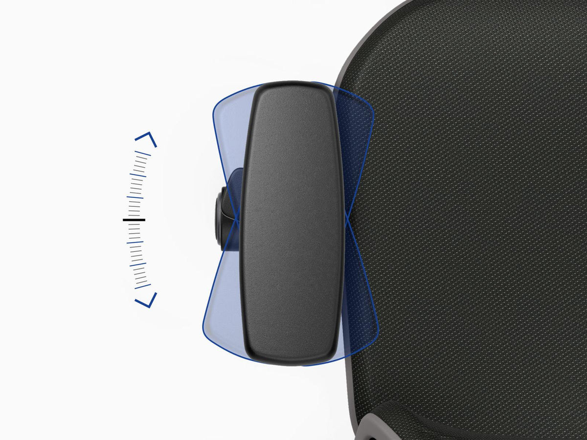 Close-up of the Neon 2 ESD chair backrest with arrows showing the tilt range