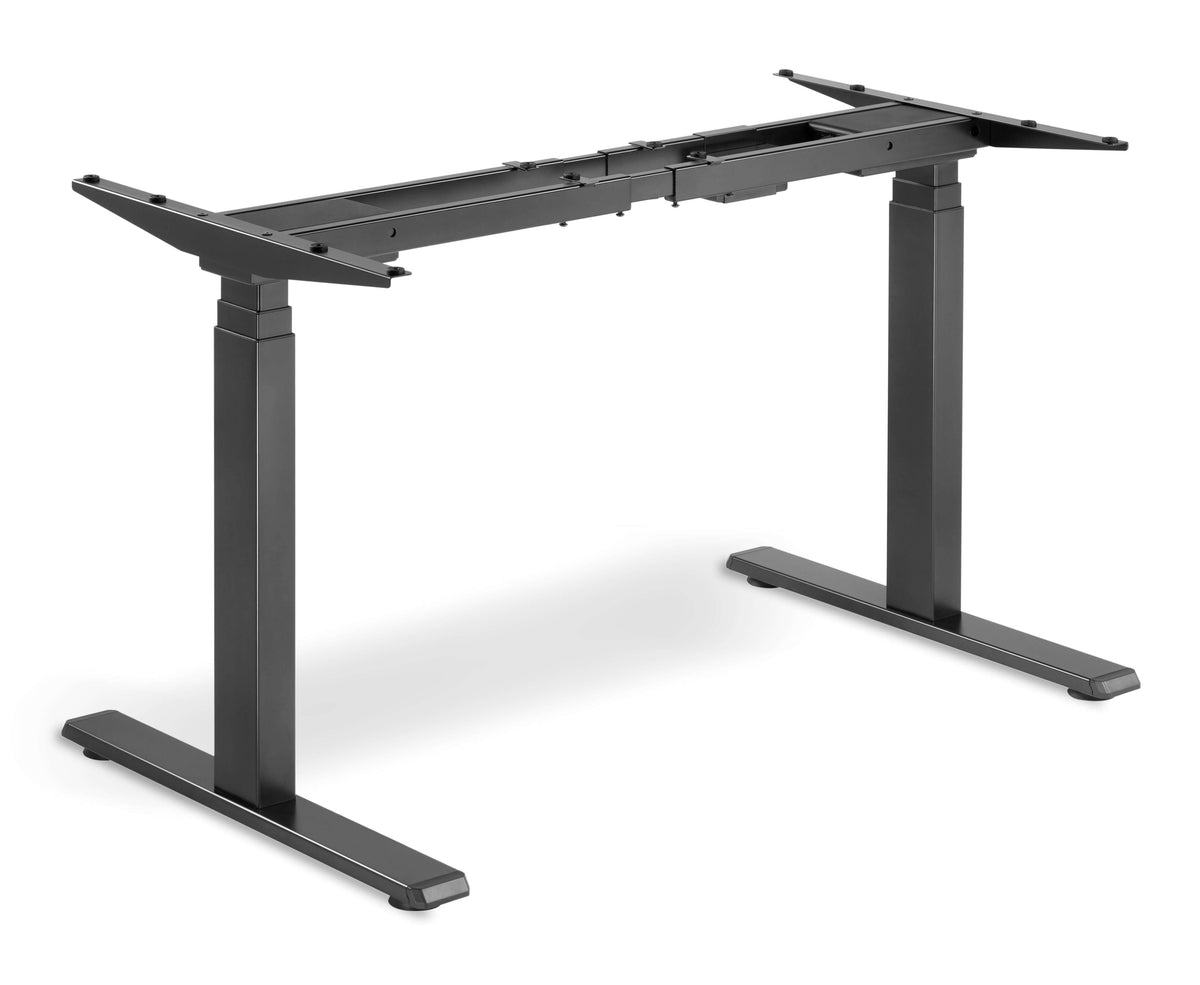 GetUpDesk Duo electric desk frame in black, shown without a table top