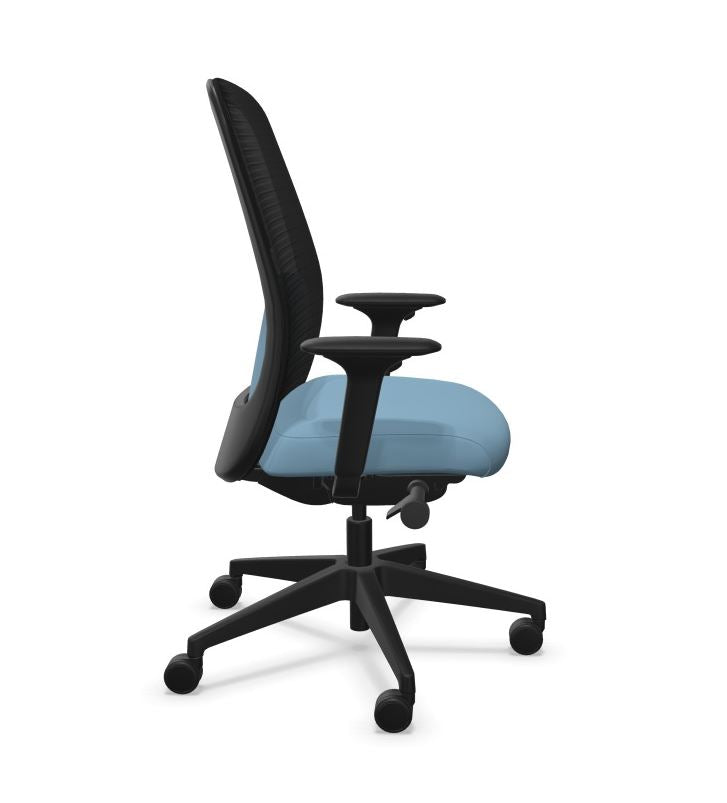 HEJis3 HJ216 office chair viewed from the side with the backrest upright