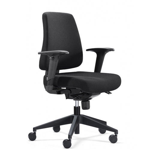 Joonatan Mid office chair in black fabric with armrests and five-star base