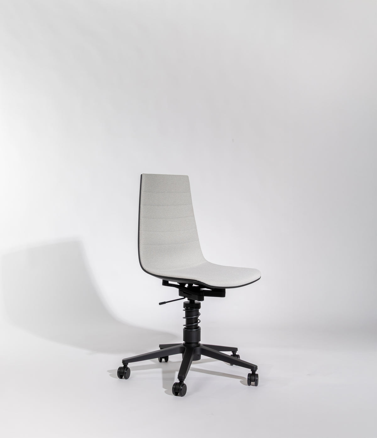 Linu Task chair in light grey against a white background, viewed at an angle