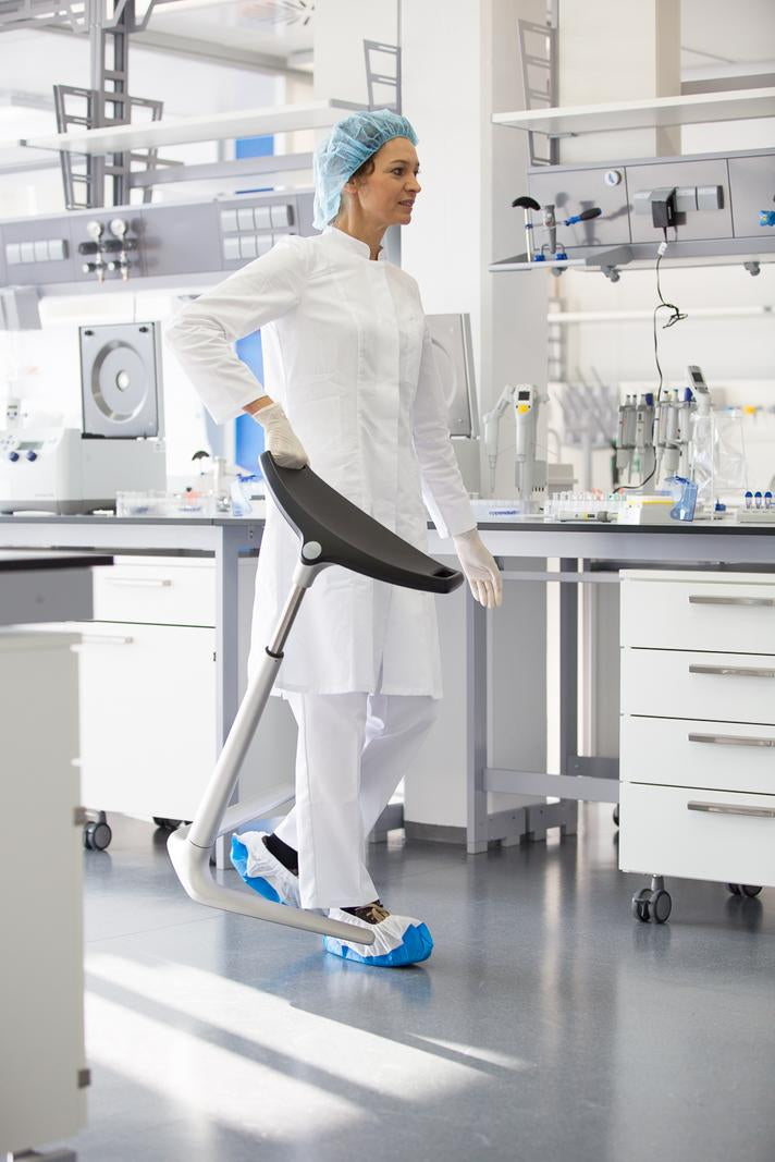 Laboratory room with ESD protected FIN leaning chairs at workstations