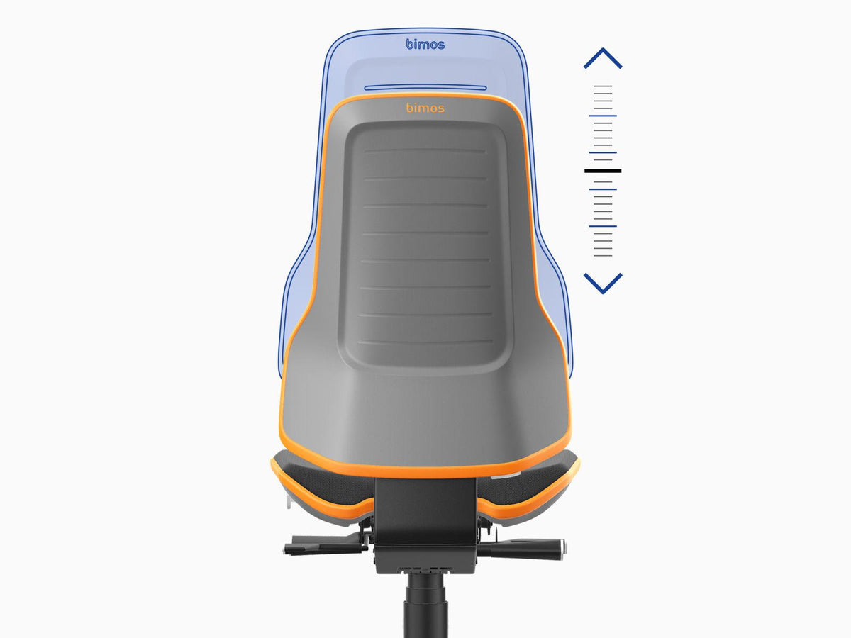 Neon 3 work chair seen from behind with arrows showing the backrest adjustment