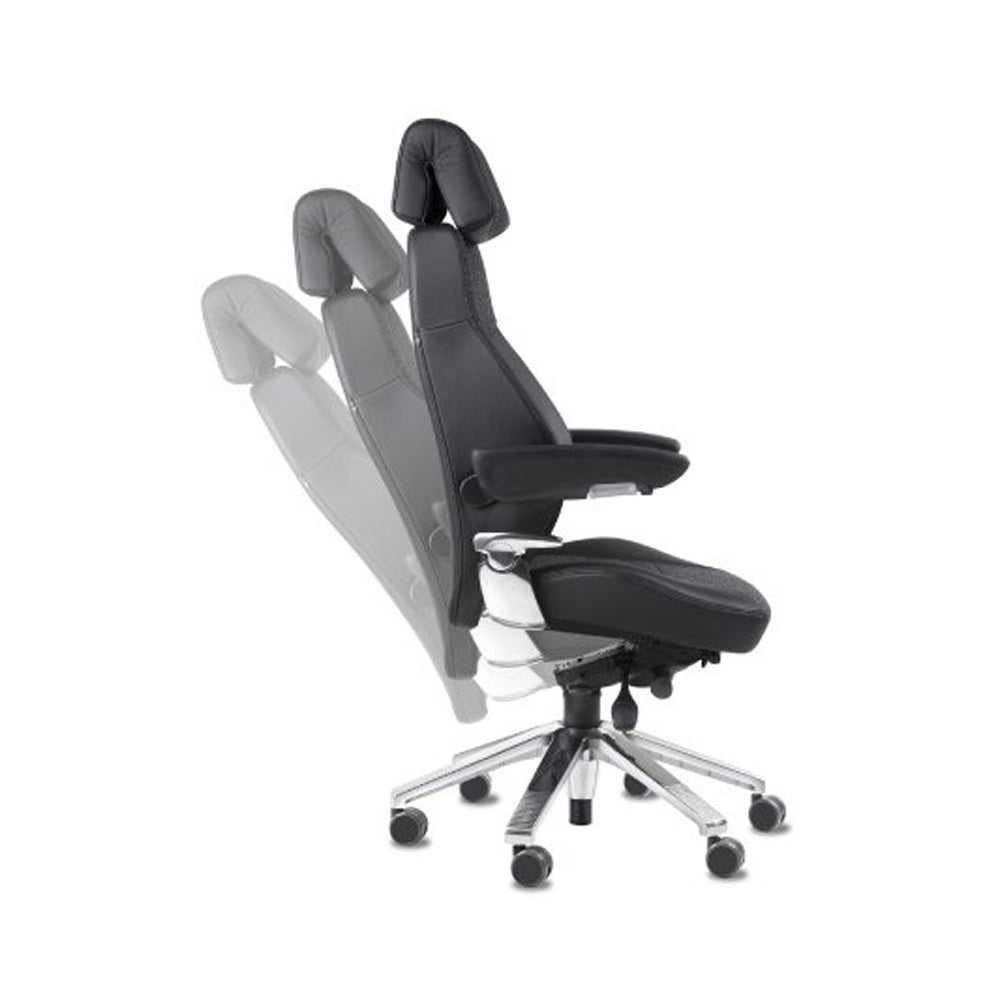 Svenstol S5 24/7 chair shown reclining through several backrest positions