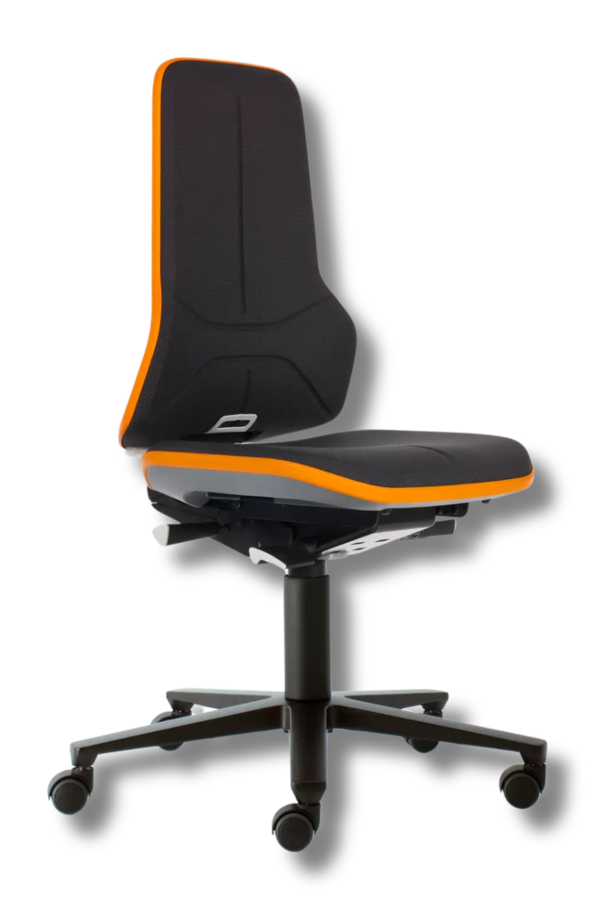Neon 2 work chair with synchro mechanism and black PU upholstery with orange trim