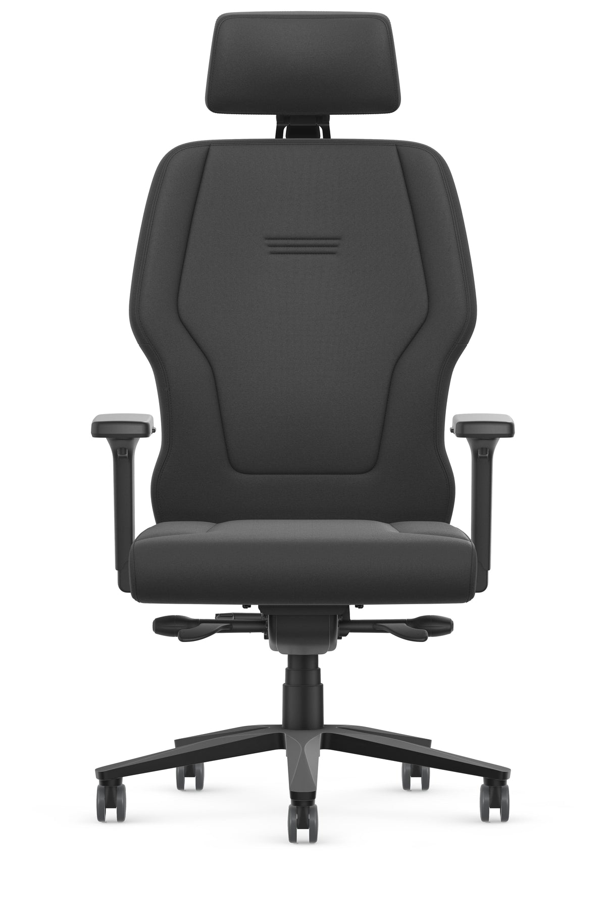 XXLis5 office chair in black upholstery with headrest and adjustable armrests