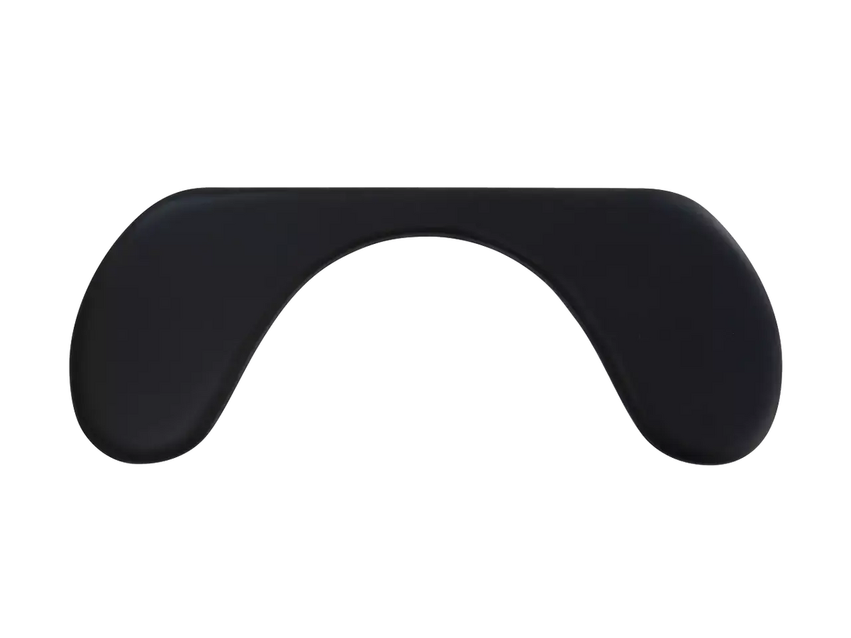 Arm support in black artificial leather, symmetric design for ergonomic comfort, 57.5 cm, prevents strain and carpal tunnel syndrome.
