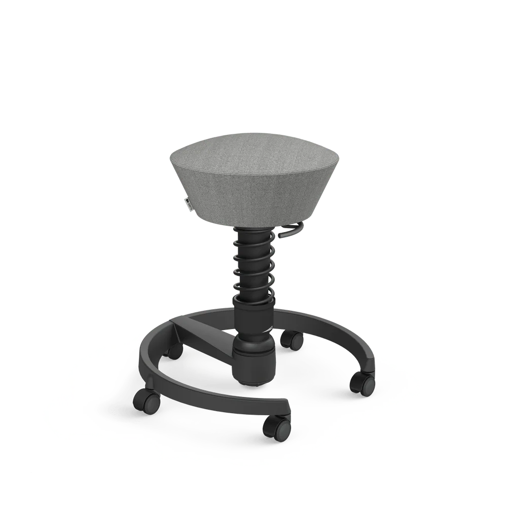 Swopper, stone grey mélange Capture wool blend, black frame, castors
