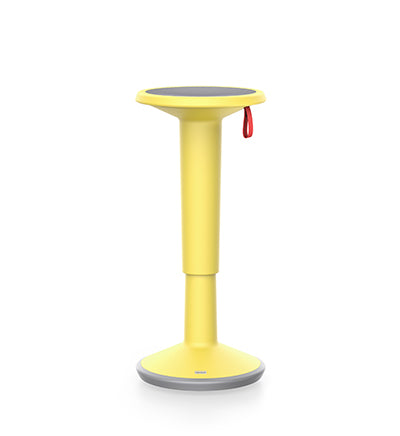 Yellow UPis1 110 active chair with a round seat and slim pedestal base