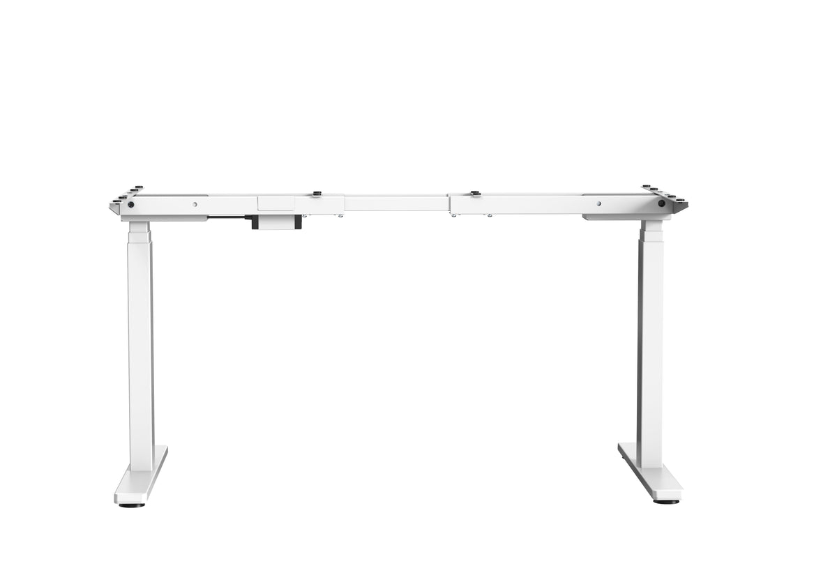 GetUpDesk Duo electric desk frame in white, shown without a table top