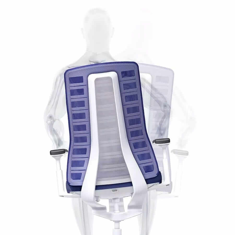 Diagram showing how the PUREis3 chair backrest supports the spine