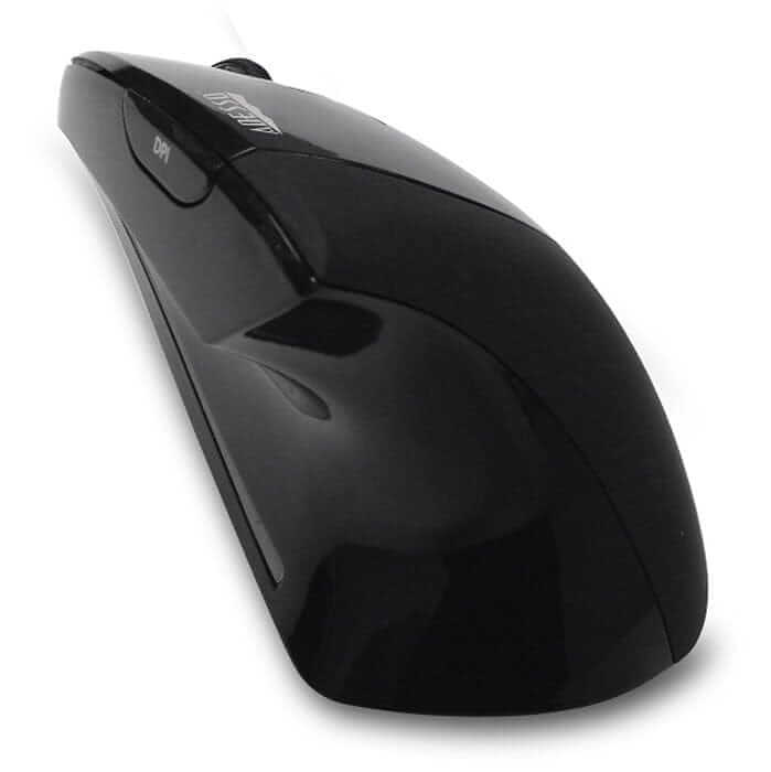 iMouse E10 wireless vertical mouse seen from above at an angle